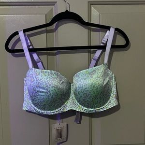 BNWT Savage Balconette Bra mint and lavender leopard print 38DDD